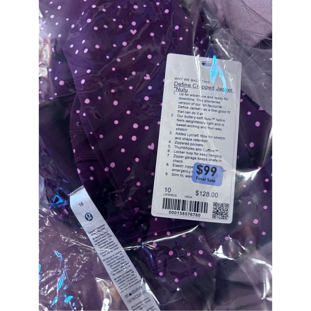 Lululemon Burgundy Scattered Hearts Define Jacket Size 10 NWT - Picture 5 of 5